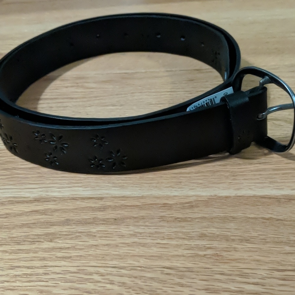 Black Flower Design Belt Size XL